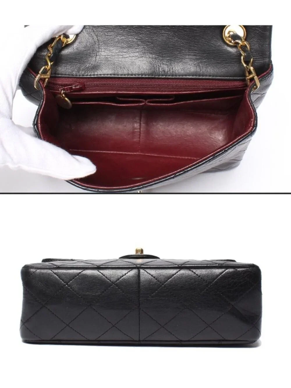 Chanel Chain Shoulder Bag Gold Single Flap Lambskin Quilted 20